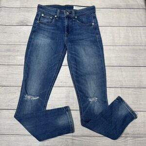 rag & bone Jeans 24 Blue Denim Cate Mid Rise Ankle Skinny‎  Distressed Hazy Daze